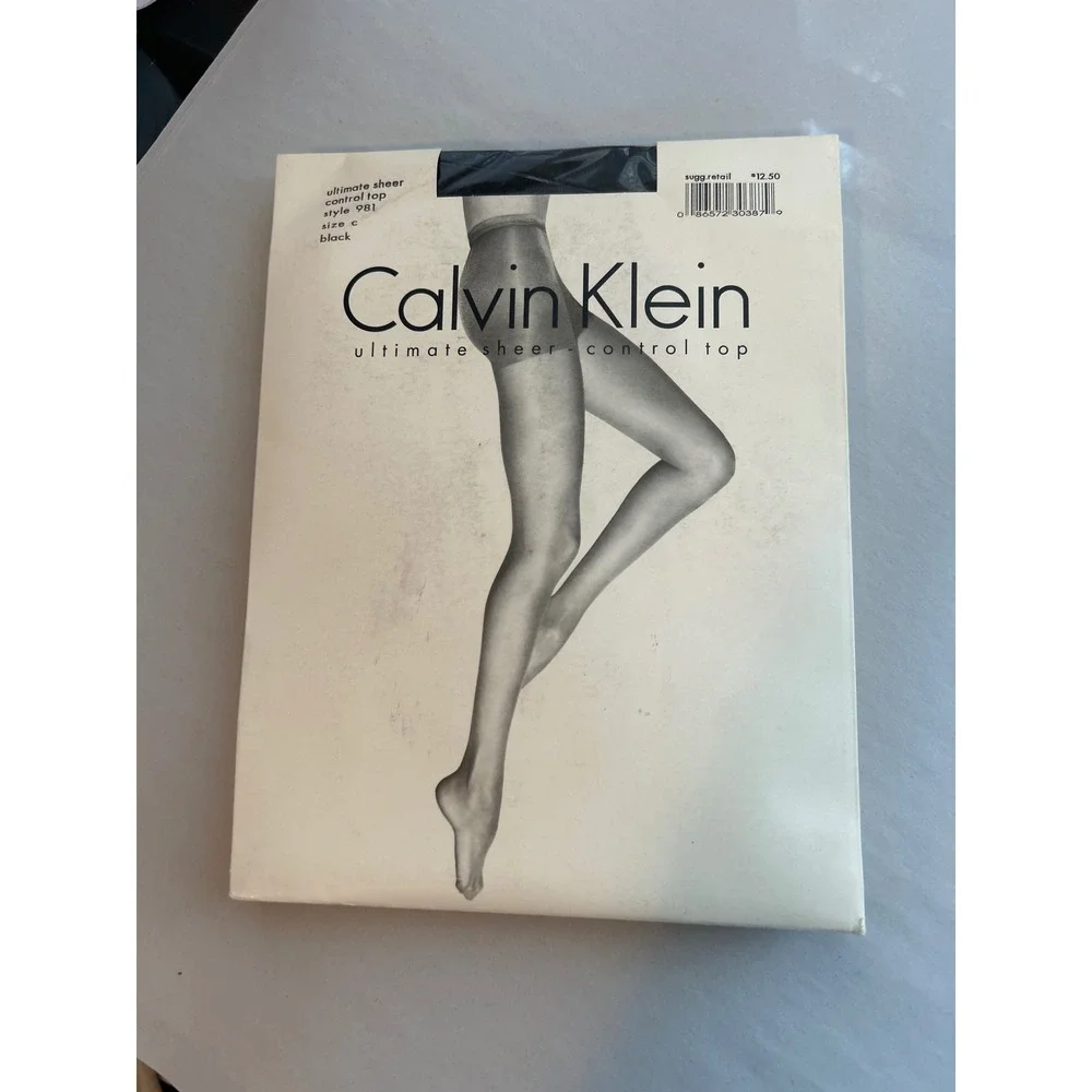 Vintage‎ Calvin Klein Hanes Pantyhose Bundle 4pk Black Control Top Size C  Med